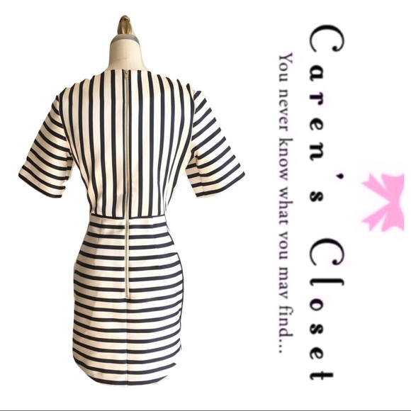 NWOT Top Shop Navy & Cream Satin Stripe Mini Dress - Picture 6 of 8